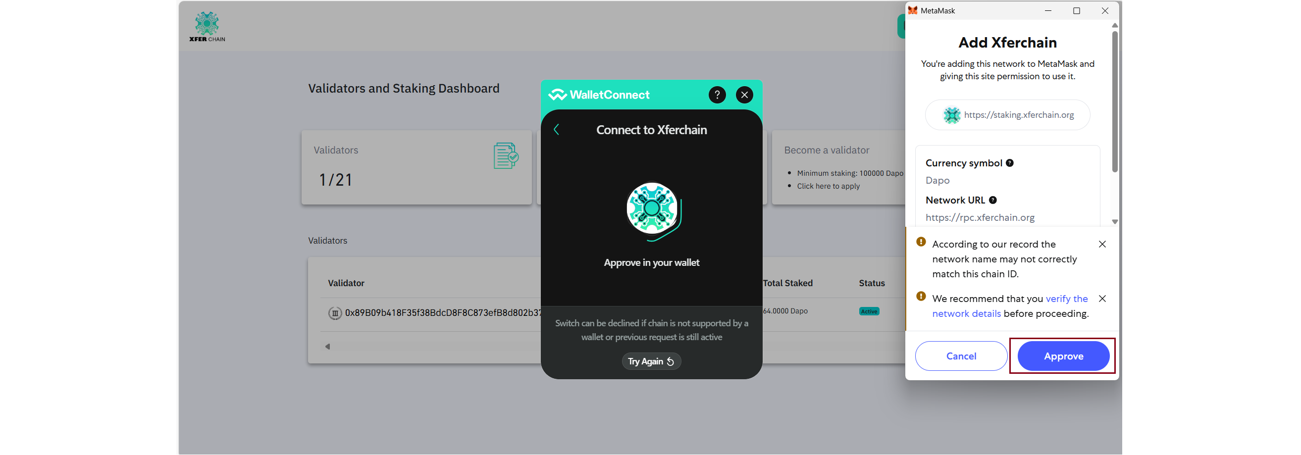 Wallet connection interface